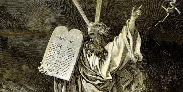Mose empfängt die Zehn Gebote am Berg Sinai (Illustration: pa/Artcolor)